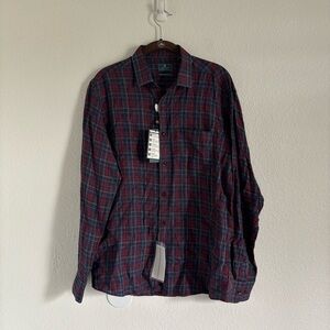 NWT Linen Club Studio Size 40 Multicolor Plaid Long Sleeve Button Front Shirt